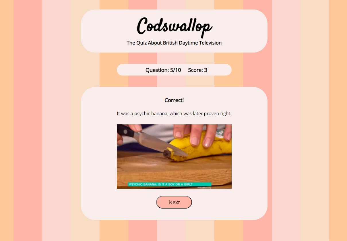Screenshot of Quiz App feedback page